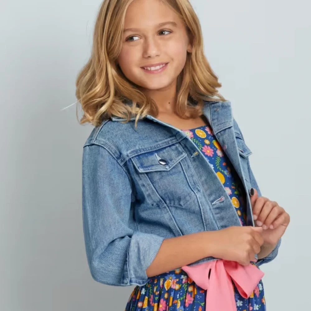American Girl Denim Blue Jacket Girls Dark Wash Small